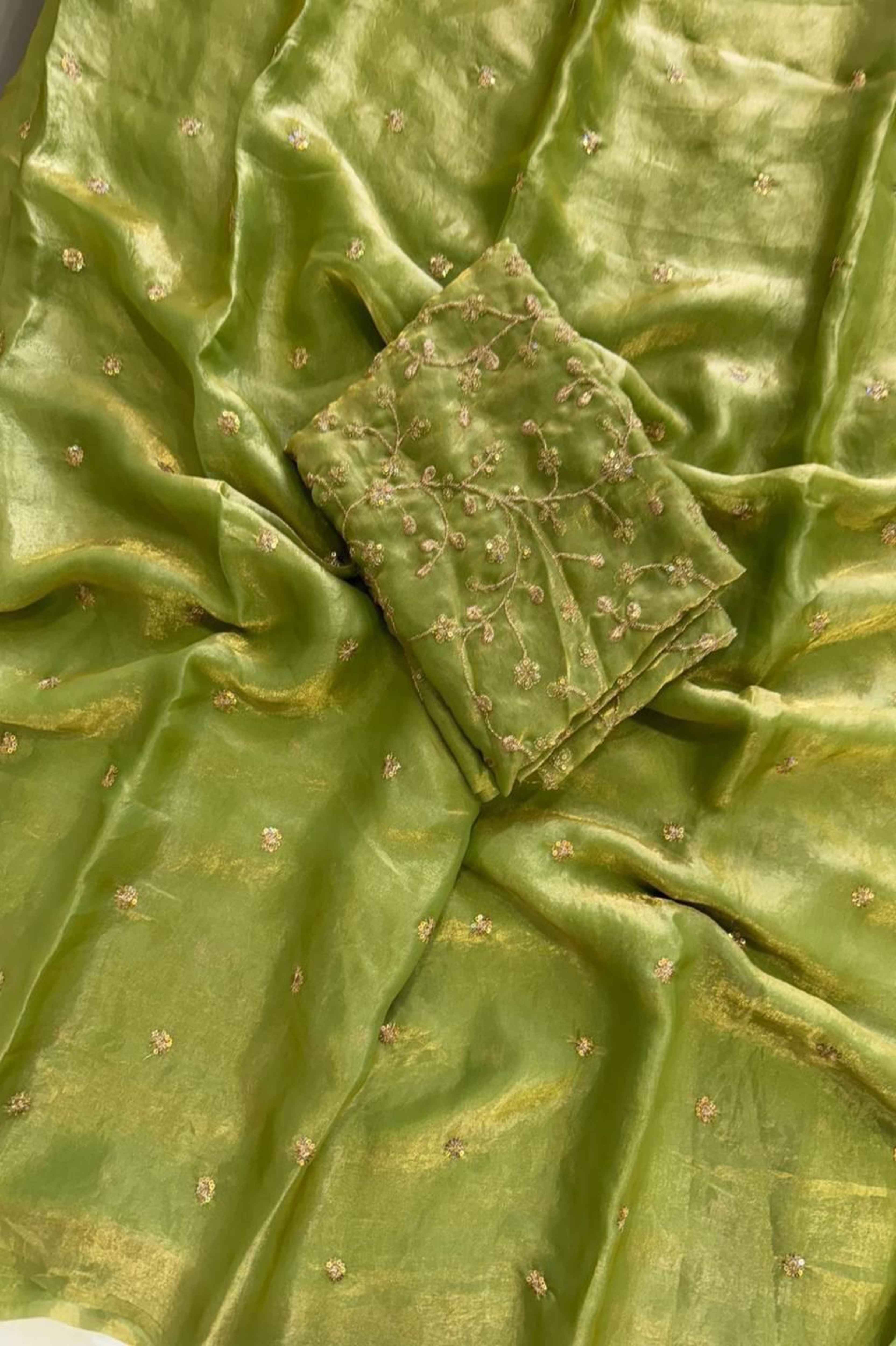 Space Fendy Satin Sequence Work Saree