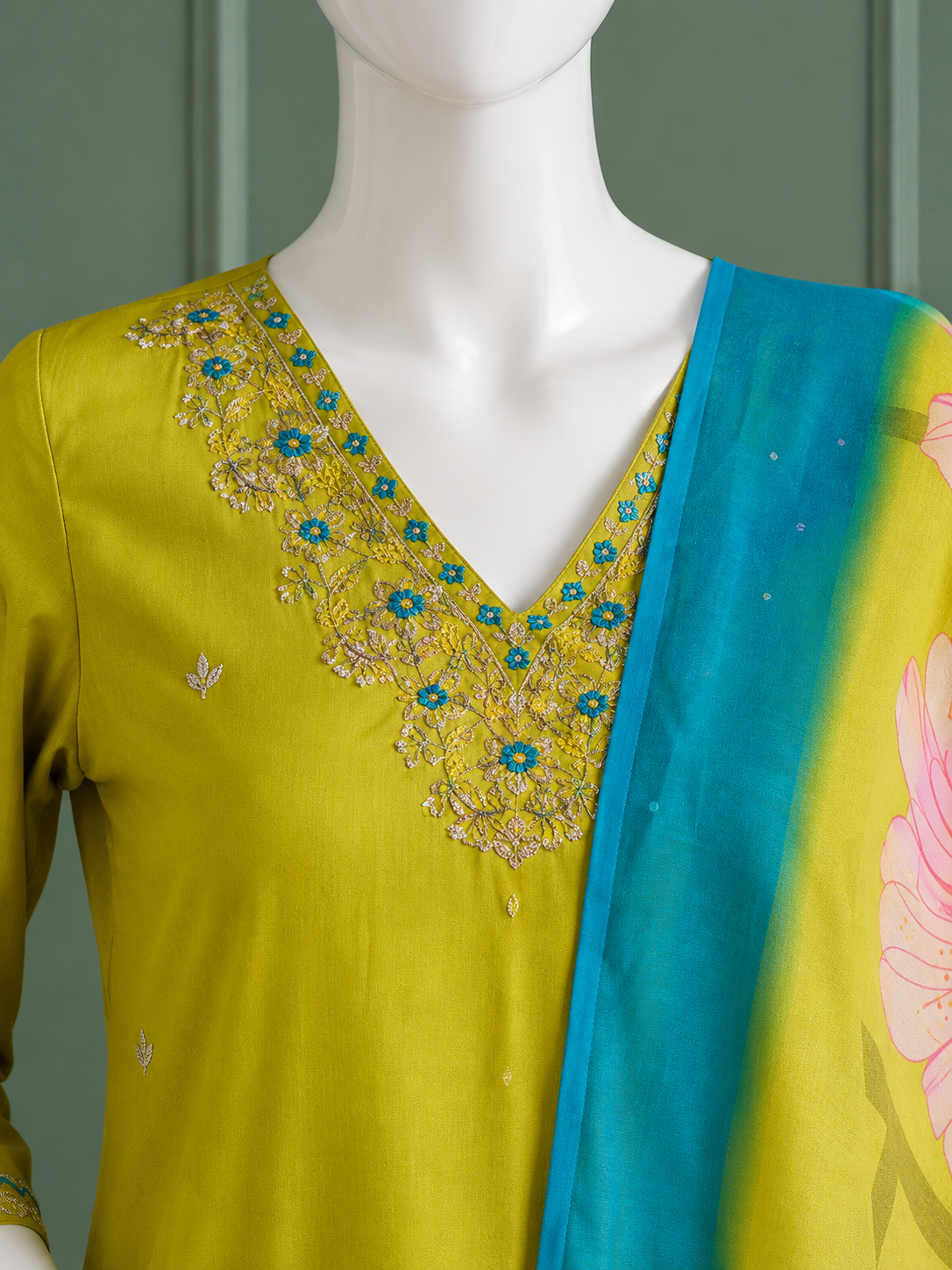 New Designer Kurti Pant Dupatta Set – Premium Rayon Slub Embroidery Collection