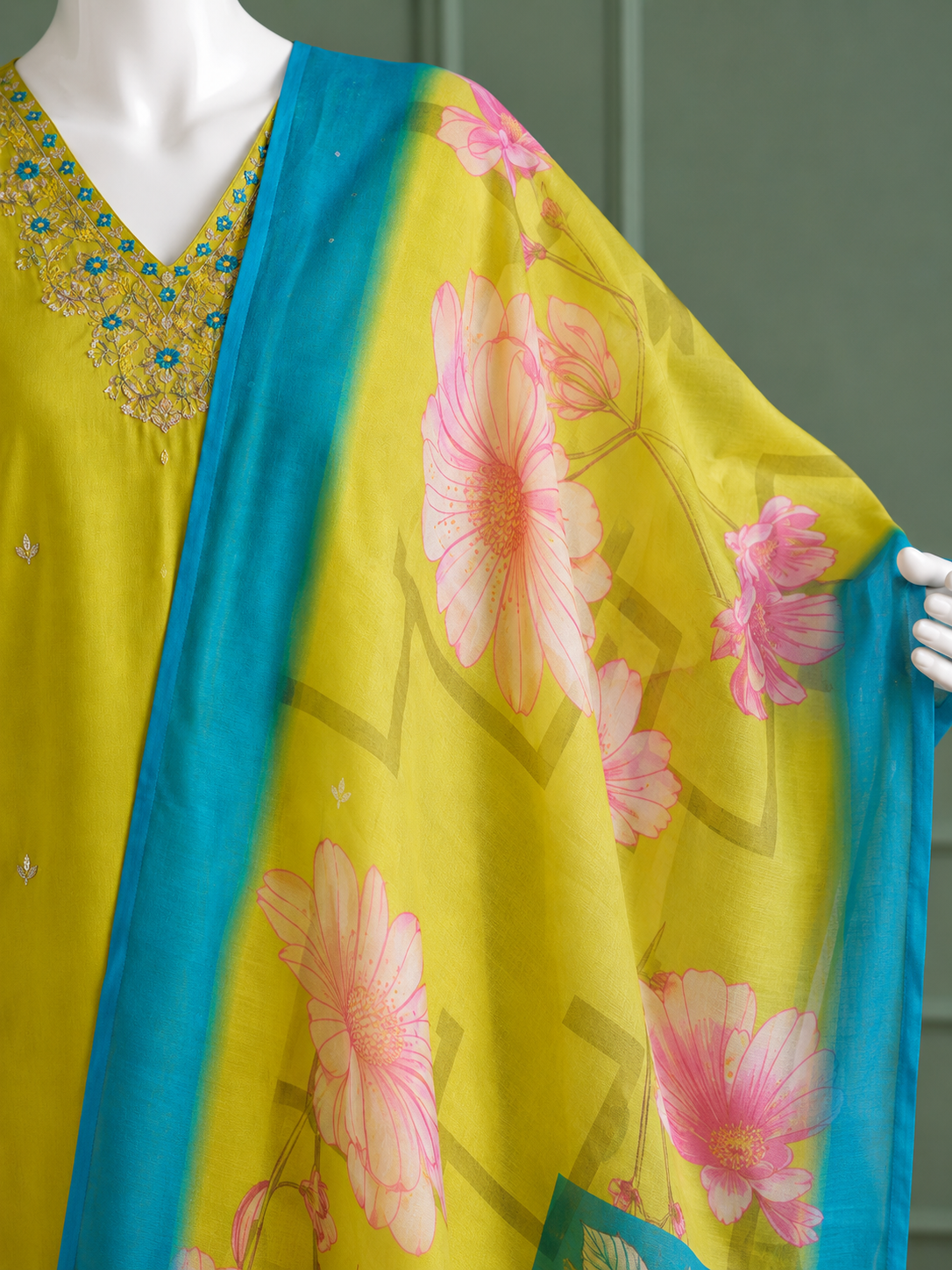 New Designer Kurti Pant Dupatta Set – Premium Rayon Slub Embroidery Collection
