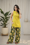 🌼 Yellow Floral Cotton Kurti with Palazzo Set for Women | Summer Designer Collection | AMUVE LIFESTYLE