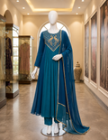 Festive Mul Chanderi Kurti, Pant & Dupatta Set with Cording & Sequin Embroidery