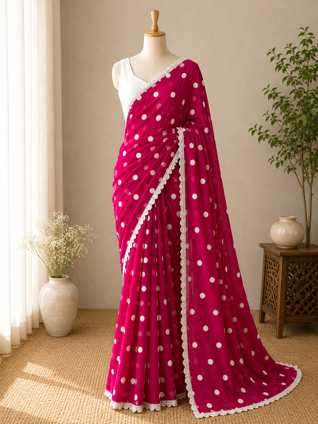 🌸 Elegant Soft Georgette Embroidery Saree Collection 🌸
