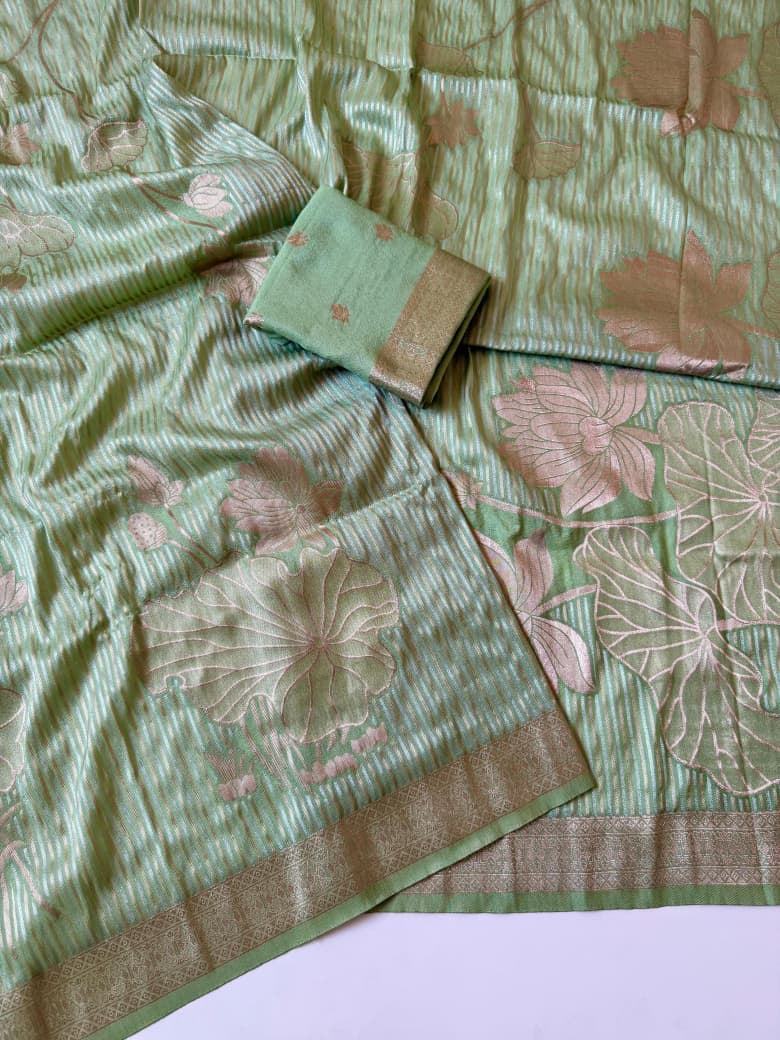 Exclusive Jambo Flower Jari Weaving Saree Collection