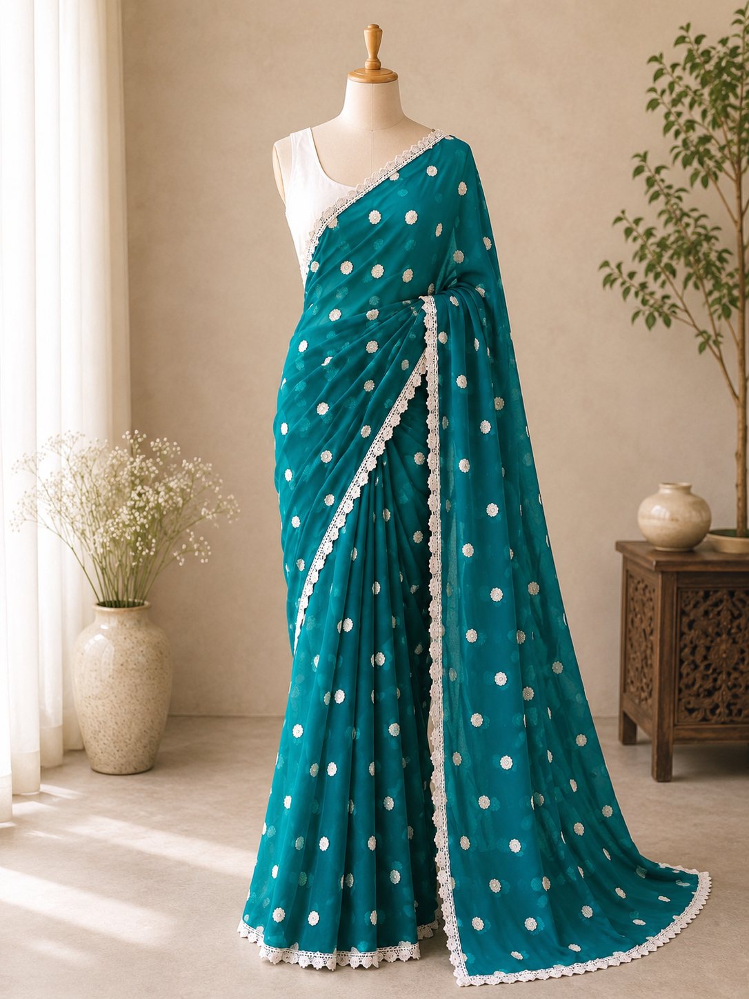 🌸 Elegant Soft Georgette Embroidery Saree Collection 🌸