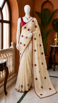 Soft Rangoli Silk Saree with Mirror Work & Cut Work Border