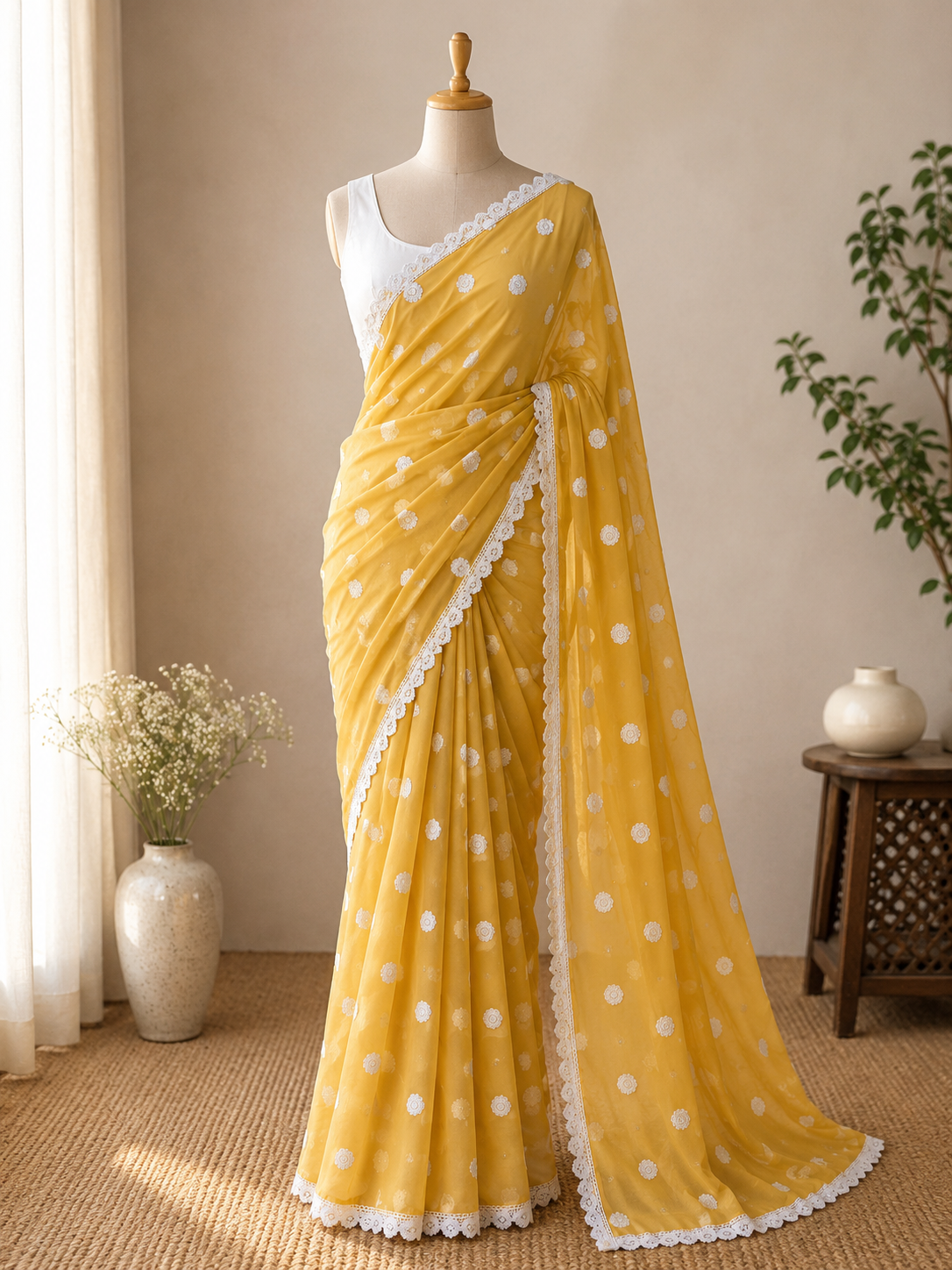 🌸 Elegant Soft Georgette Embroidery Saree Collection 🌸