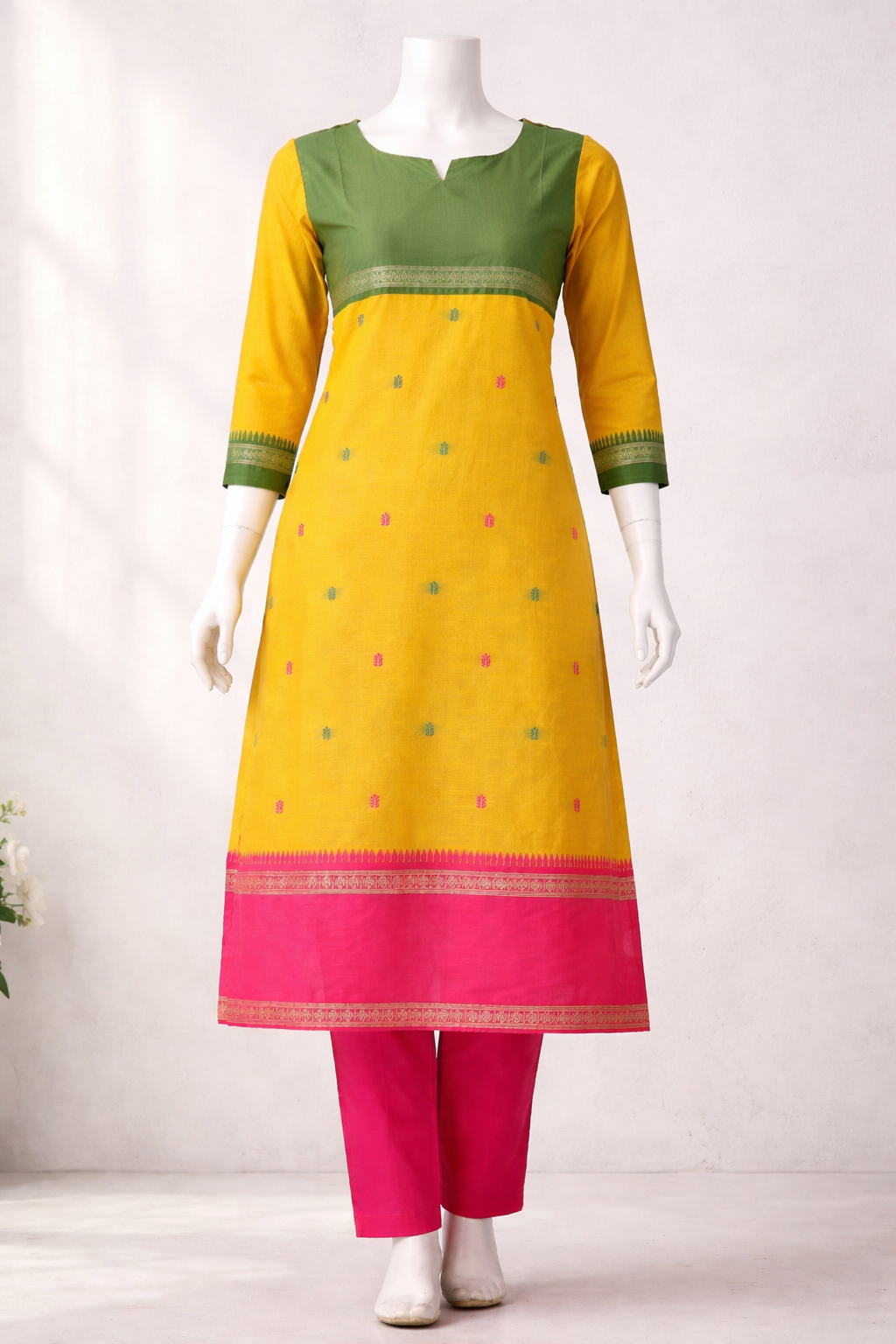 Varanika / Kasturi Premium Kanchi Cotton Suit Set with Jacquard Dupatta