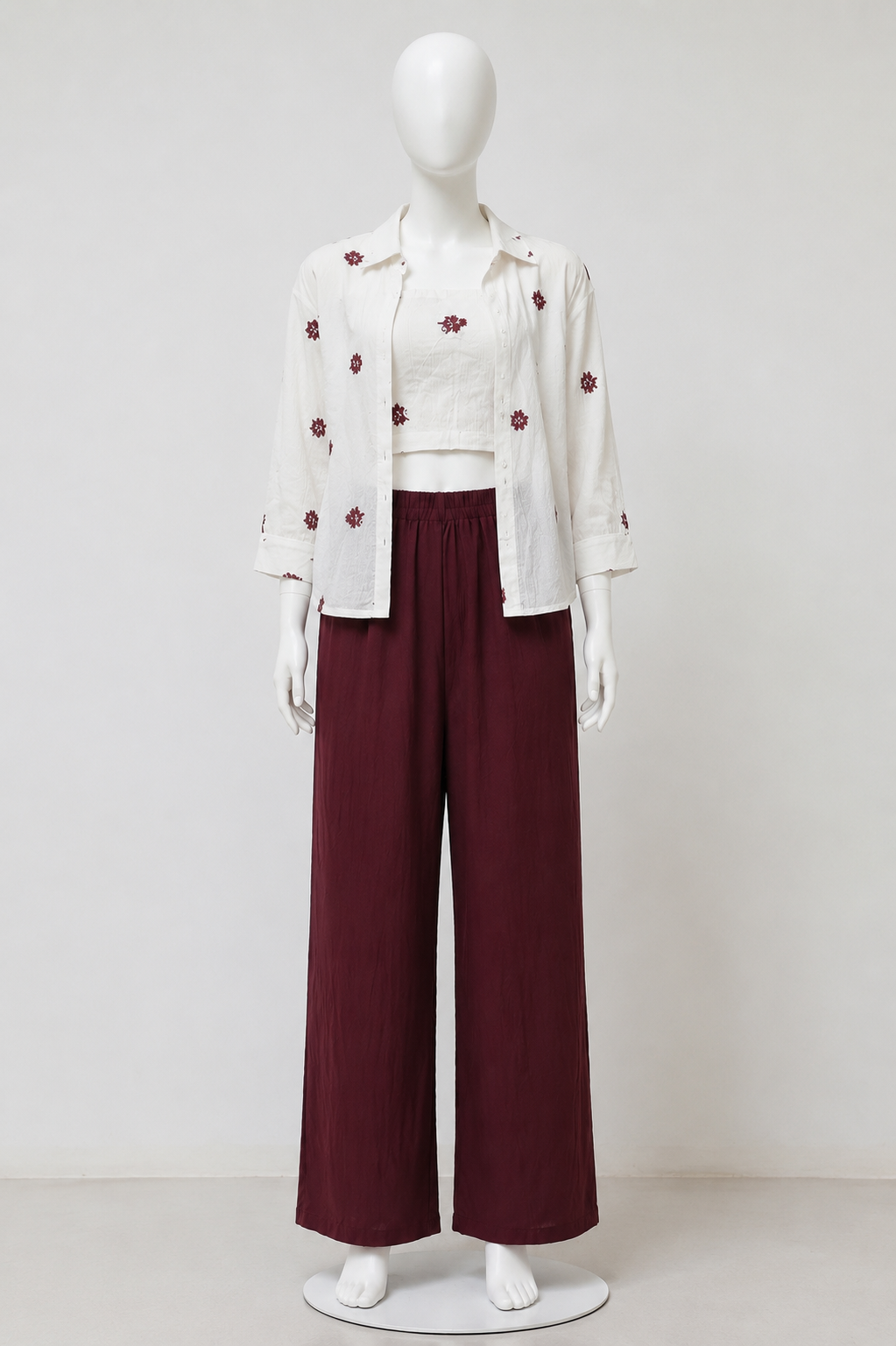 Women’s Premium Embroidered Cotton 3-Piece Co-ord Set