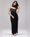 ✨ Black Embellished Georgette Bodycon Ethnic Dress for Women