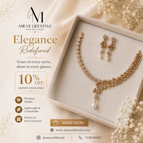 Premium Gold-Plated Cubic Zirconia (American Diamond) Necklace & Earrings Set for Women | Adjustable Party & Wedding Jewellery