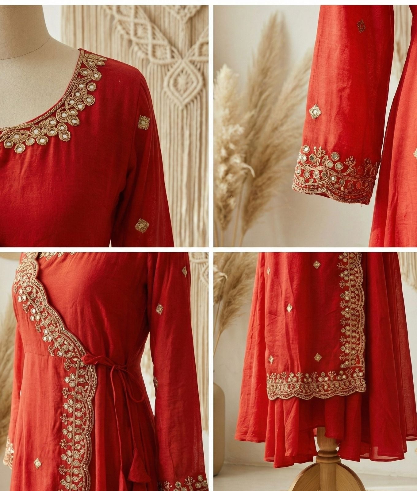 AAYAT Angrakha Style Vichitra Silk Dress with Jari Sequence Work