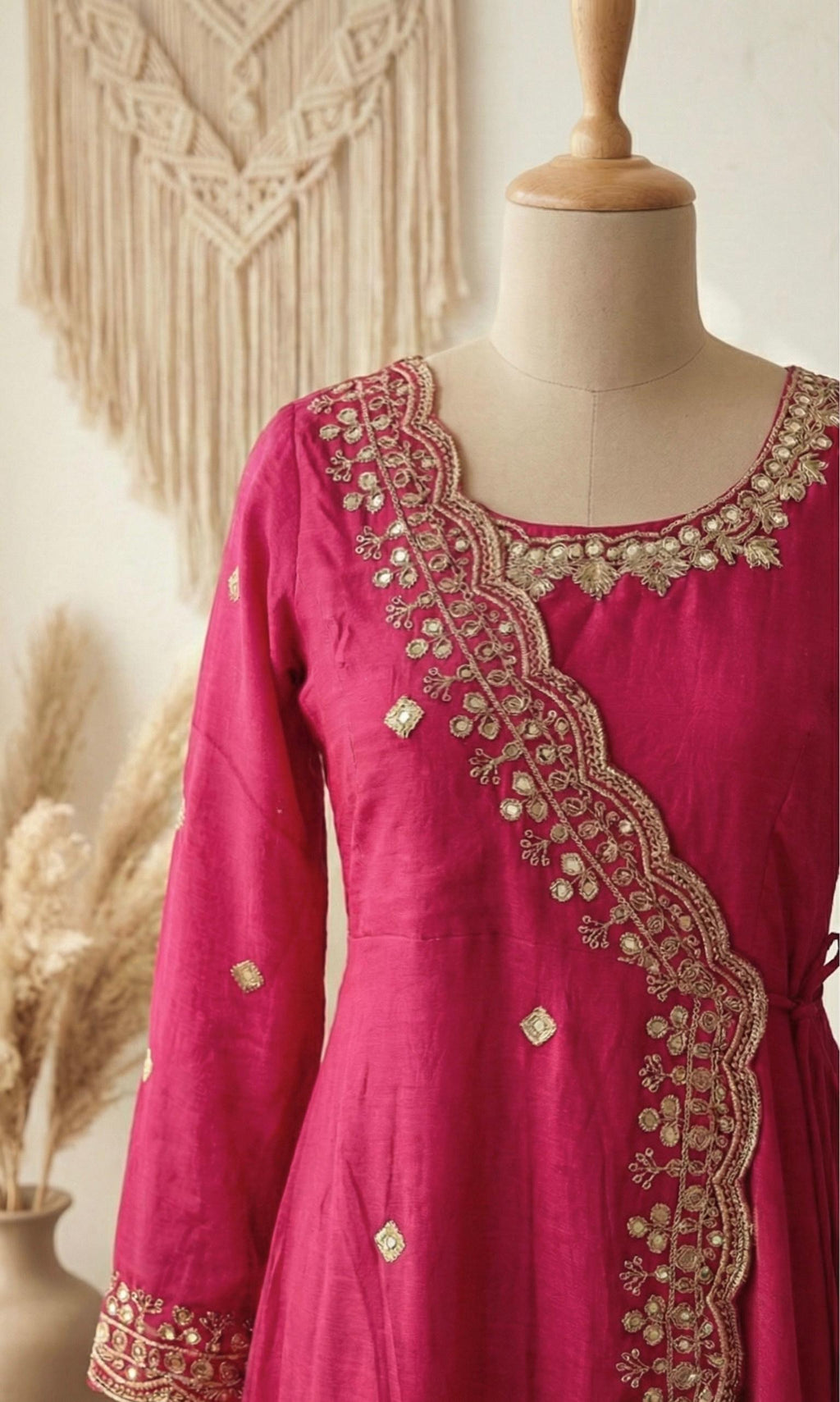 AAYAT Angrakha Style Vichitra Silk Dress with Jari Sequence Work