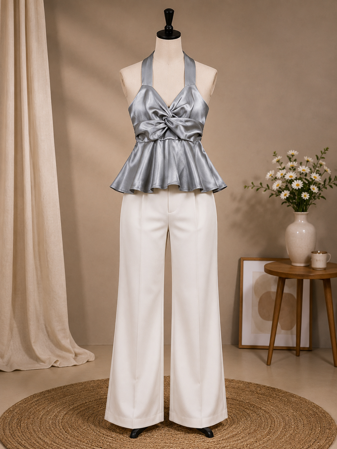 Halter Neck Satin Top