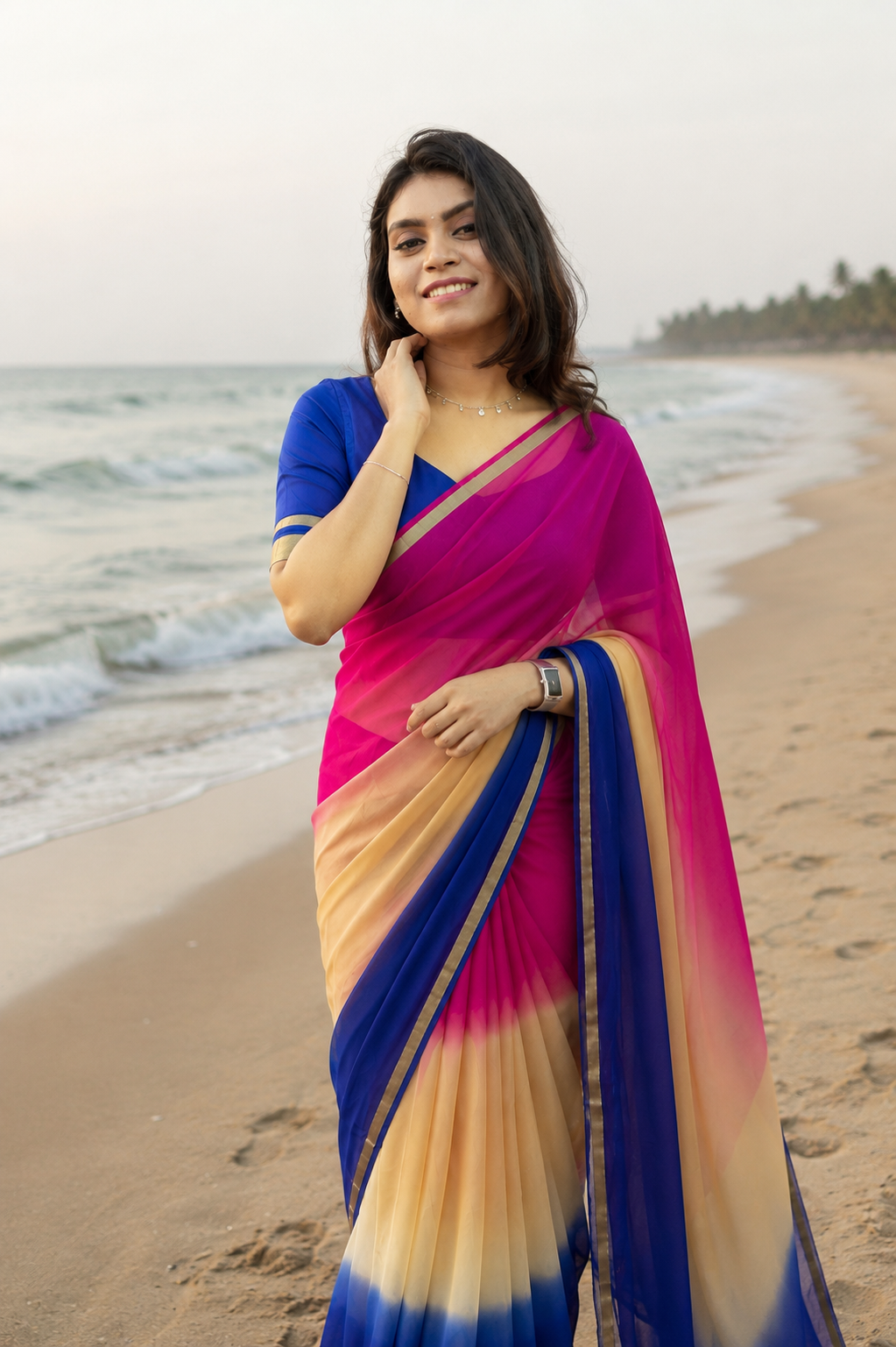 New Arrivals – 4D Georgette Saree with Running Viscose Blouse