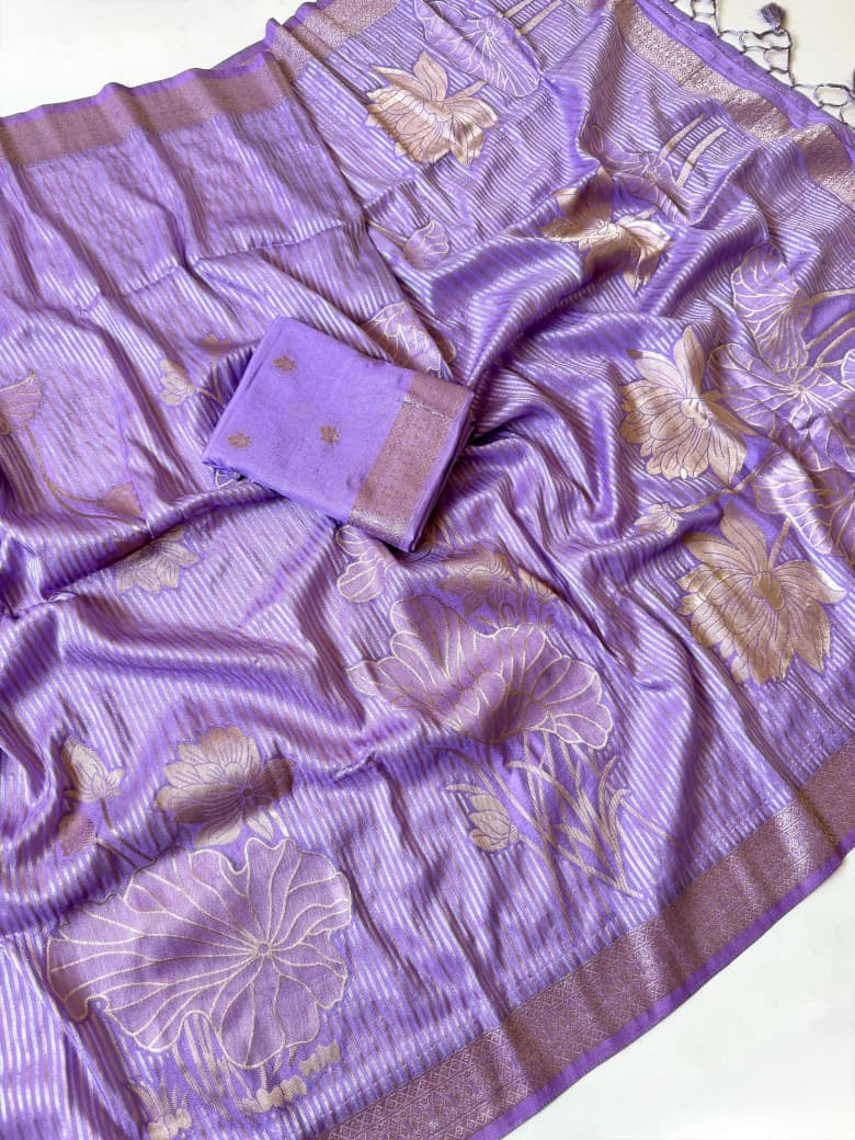 Exclusive Jambo Flower Jari Weaving Saree Collection