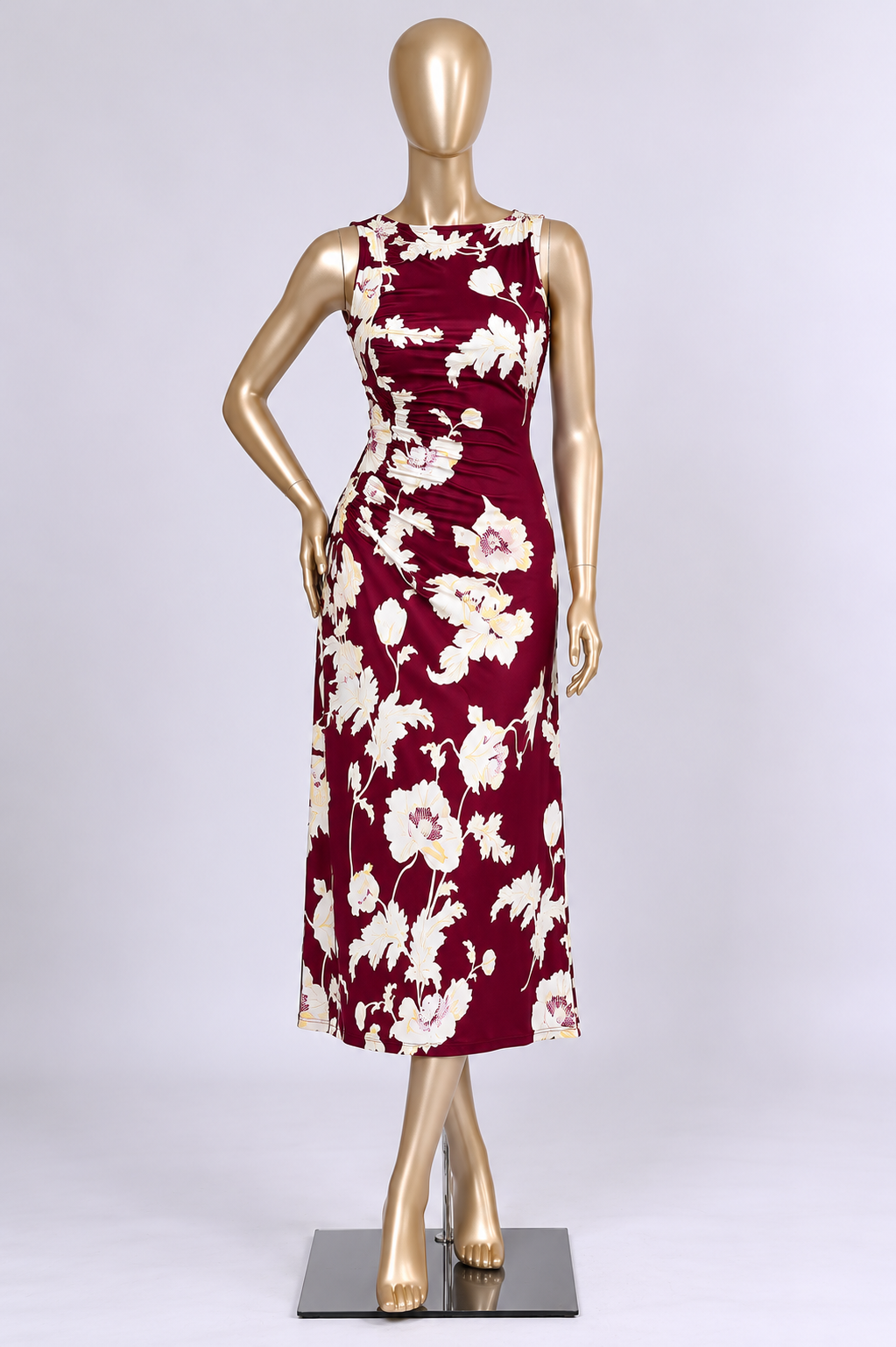 🌸 Women’s Floral A-Line Maxi Dress | Sleeveless Boat Neck Western Wear | Amuve Lifestyle
