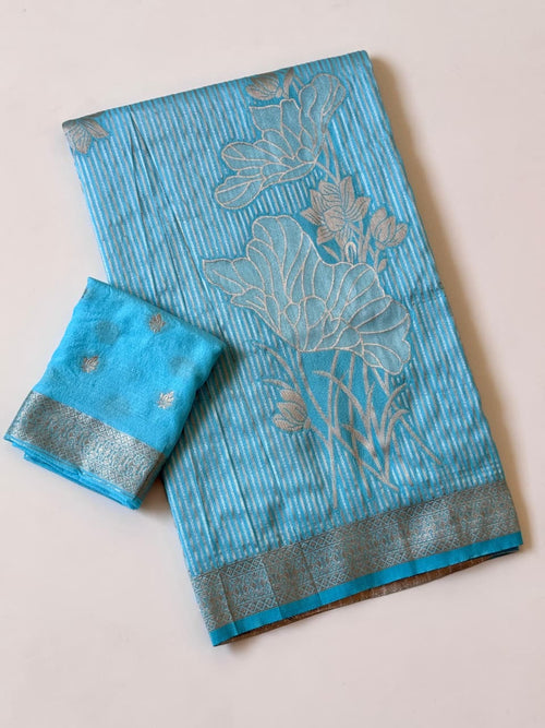 Exclusive Jambo Flower Jari Weaving Saree Collection