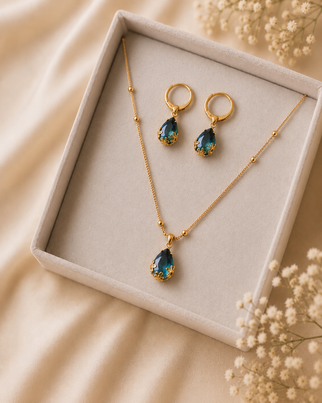 Minimal Gold-Plated Artificial Stone Pendant Chain for Women | Ethnic Party Wear Necklace
