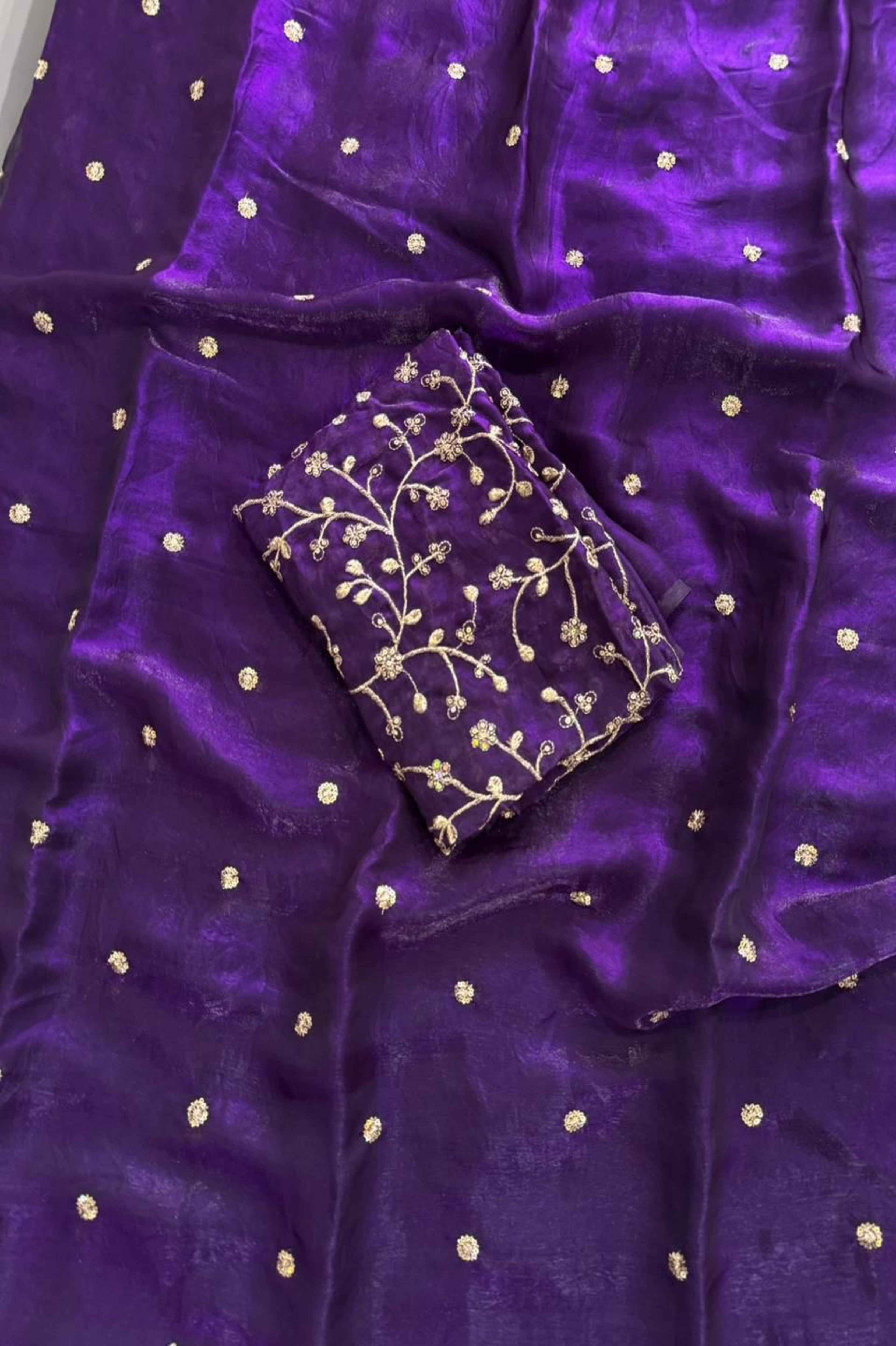 Space Fendy Satin Sequence Work Saree