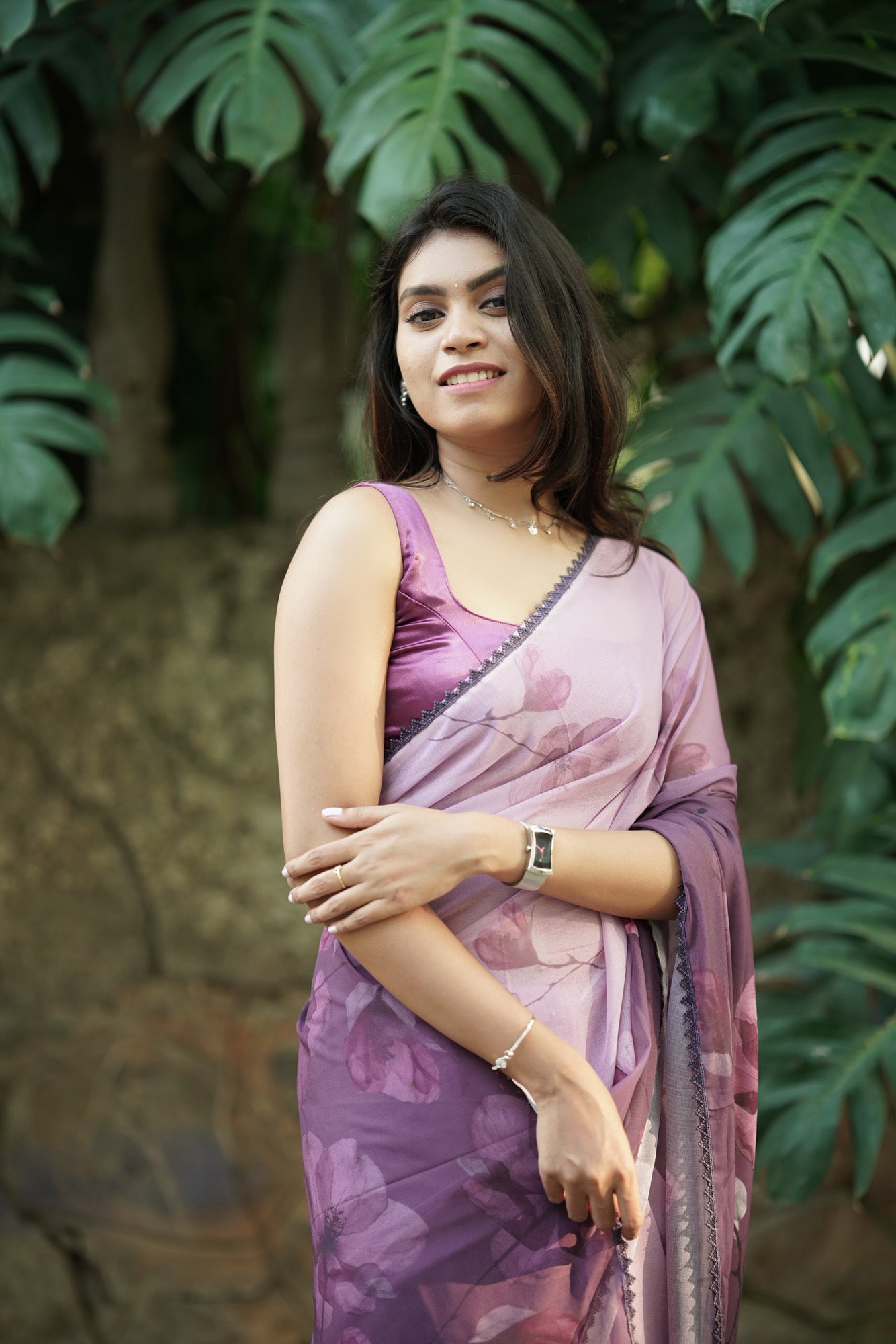 Printed Saree with Lace Border