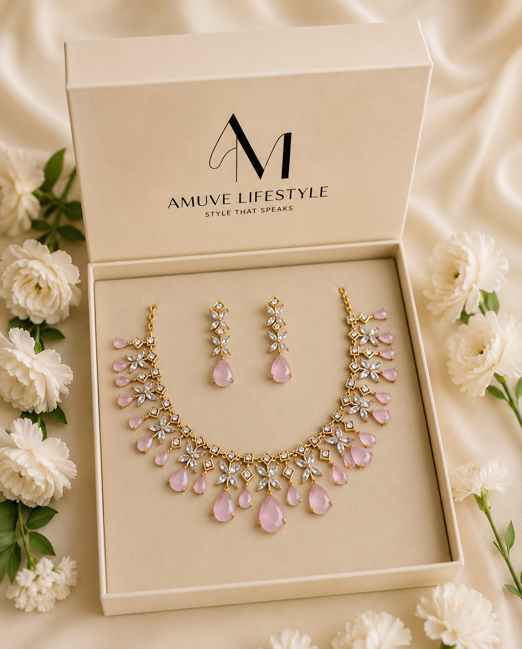 Emerald Floral Premium Jewellery Set