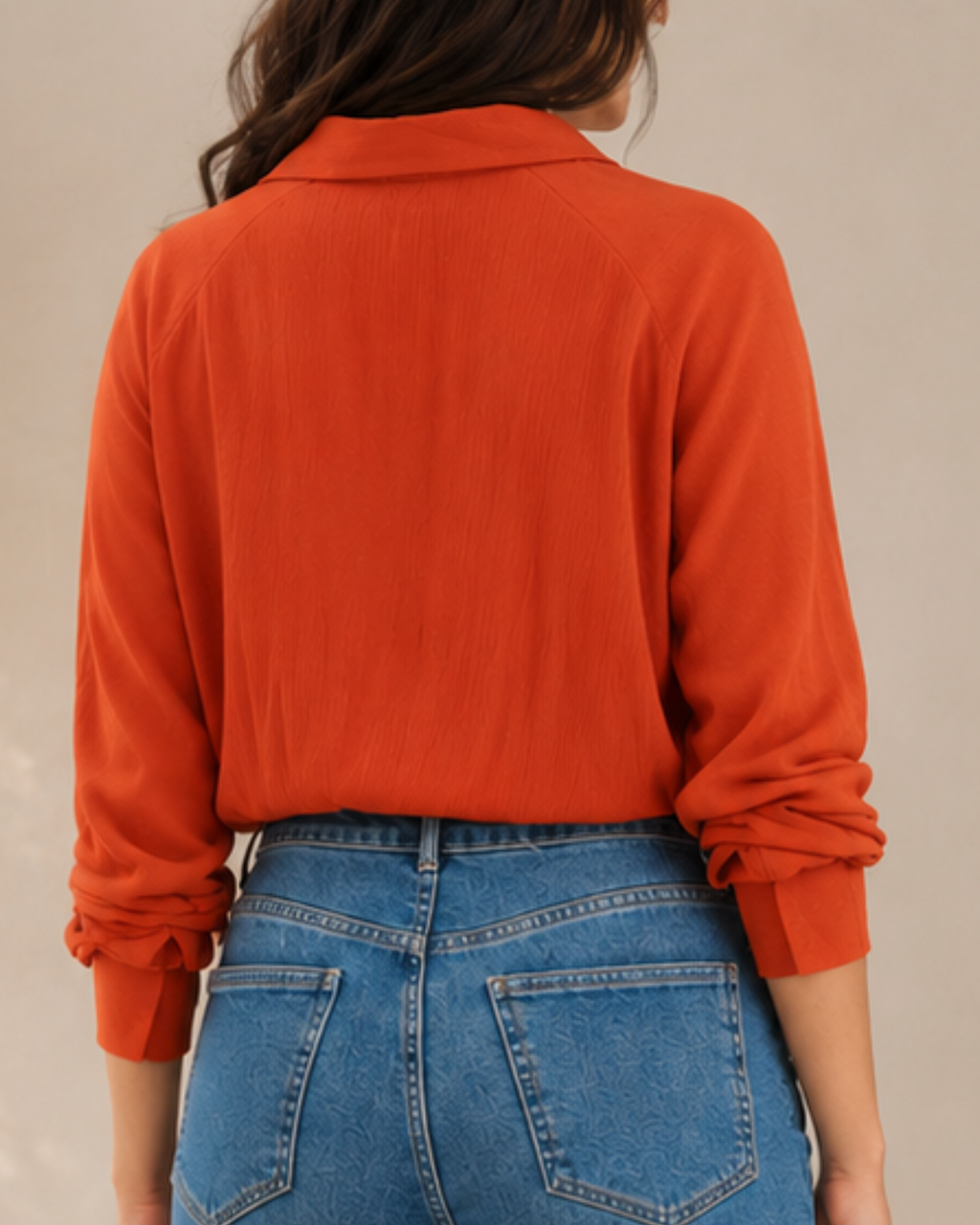 Women’s Oversized Solid Casual Shirt – Rust