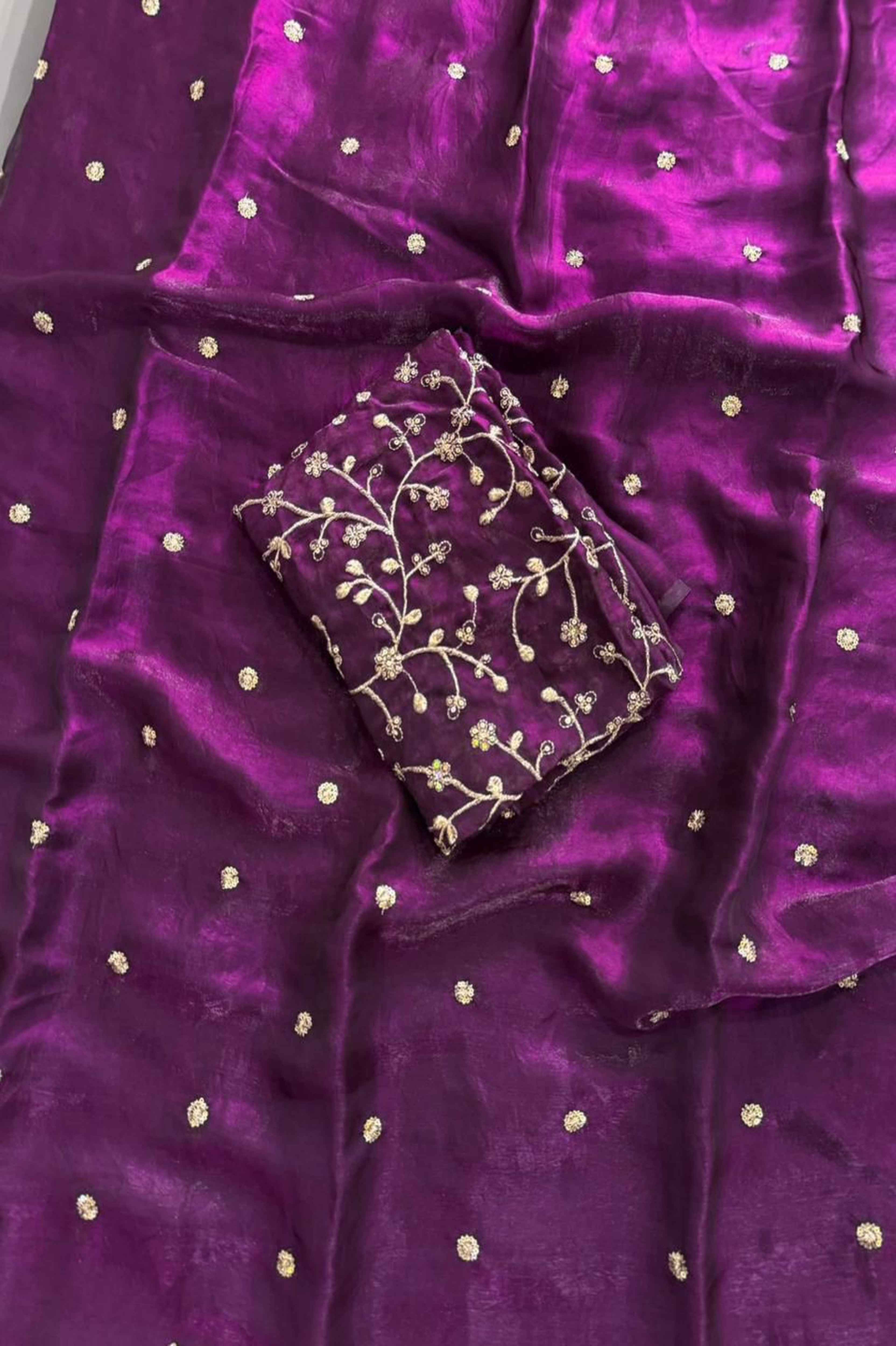 Space Fendy Satin Sequence Work Saree