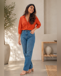Women’s Oversized Solid Casual Shirt – Rust