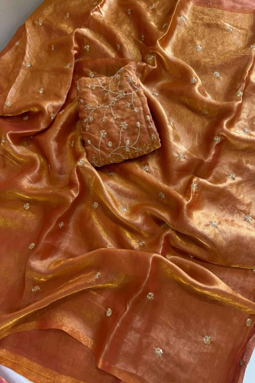 Space Fendy Satin Sequence Work Saree