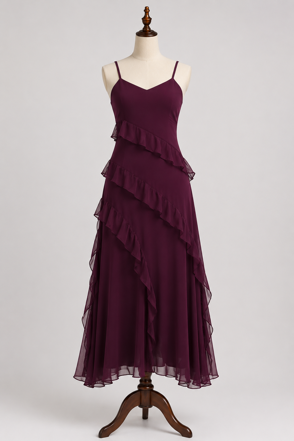 Elegant Ruffled Chiffon A-Line Midi Dress💕