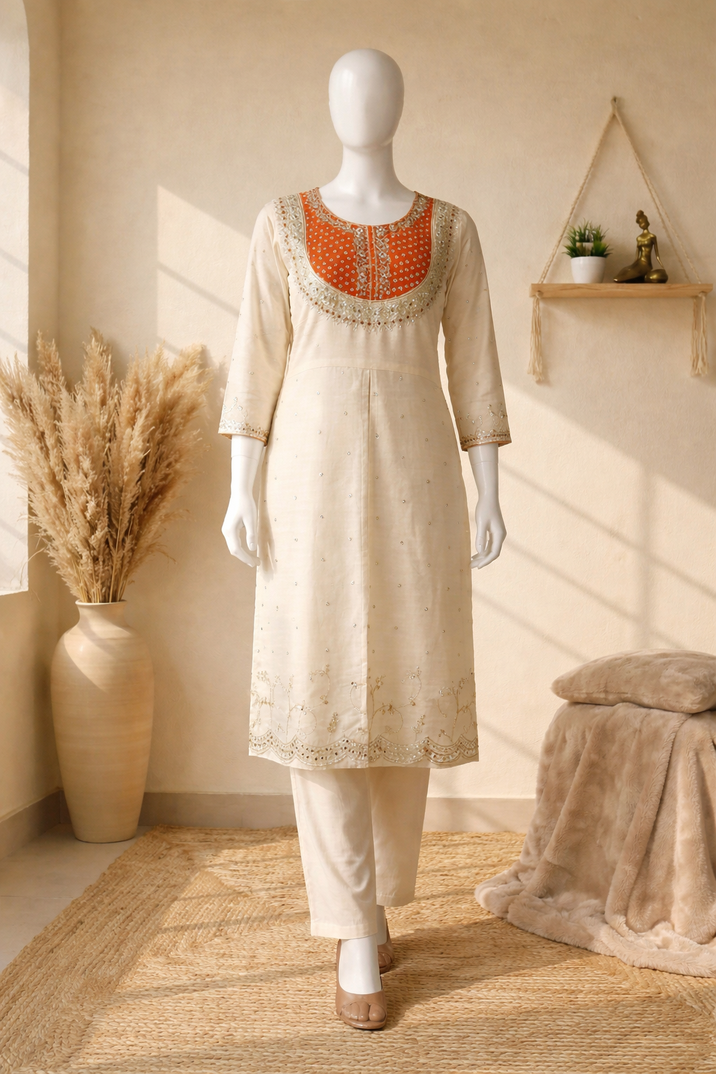 ✨ Premium Embroidered Roman Silk Cord Set | Festive Collection |