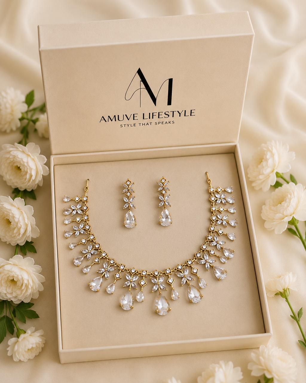 Emerald Floral Premium Jewellery Set