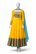 Trendy Chanderi Cotton Kurti Set with Jacquard Zari Border & Dupatta