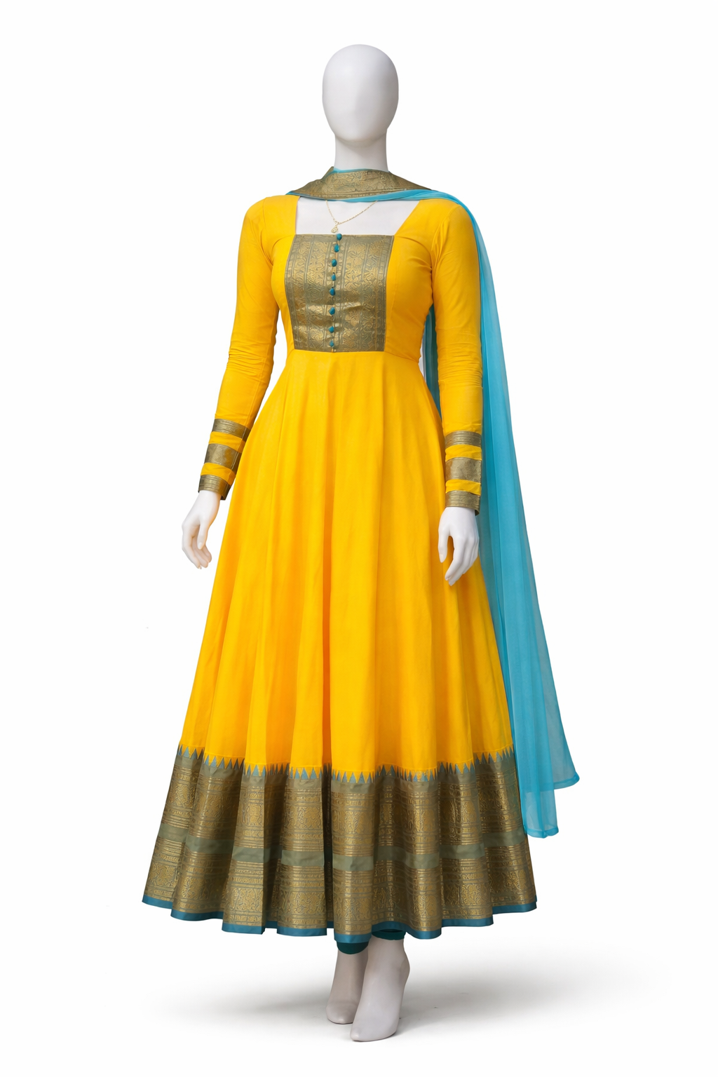 Trendy Chanderi Cotton Kurti Set with Jacquard Zari Border & Dupatta