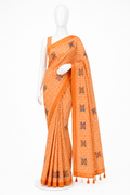 Soft Linen Cotton Saree with Chex Print & Kalamkari Design