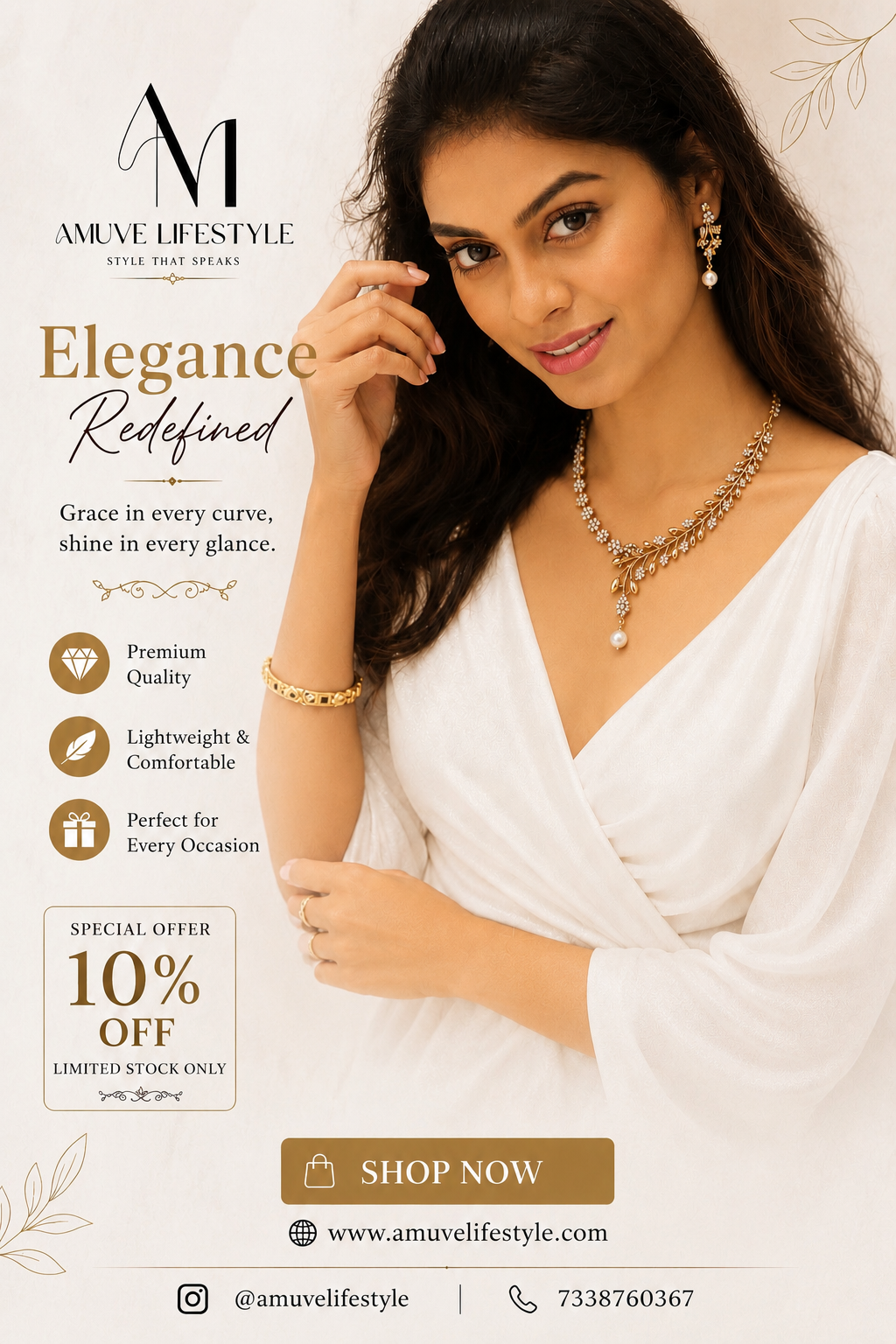 Premium Gold-Plated Cubic Zirconia (American Diamond) Necklace & Earrings Set for Women | Adjustable Party & Wedding Jewellery
