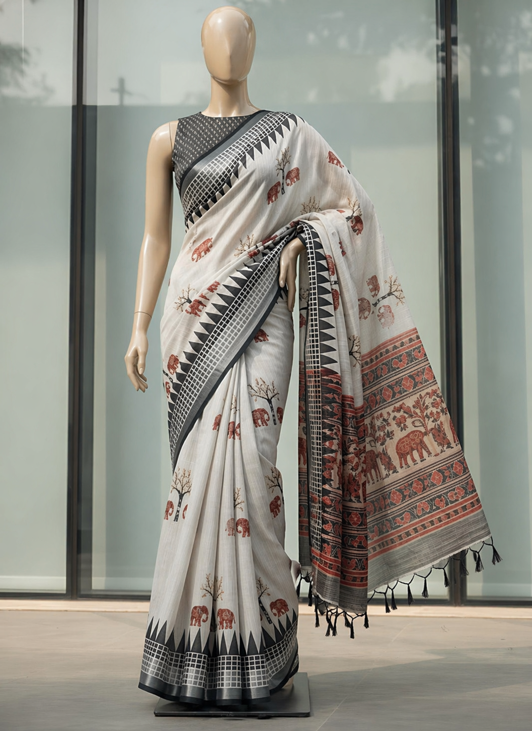 Heavy linen blooming saree