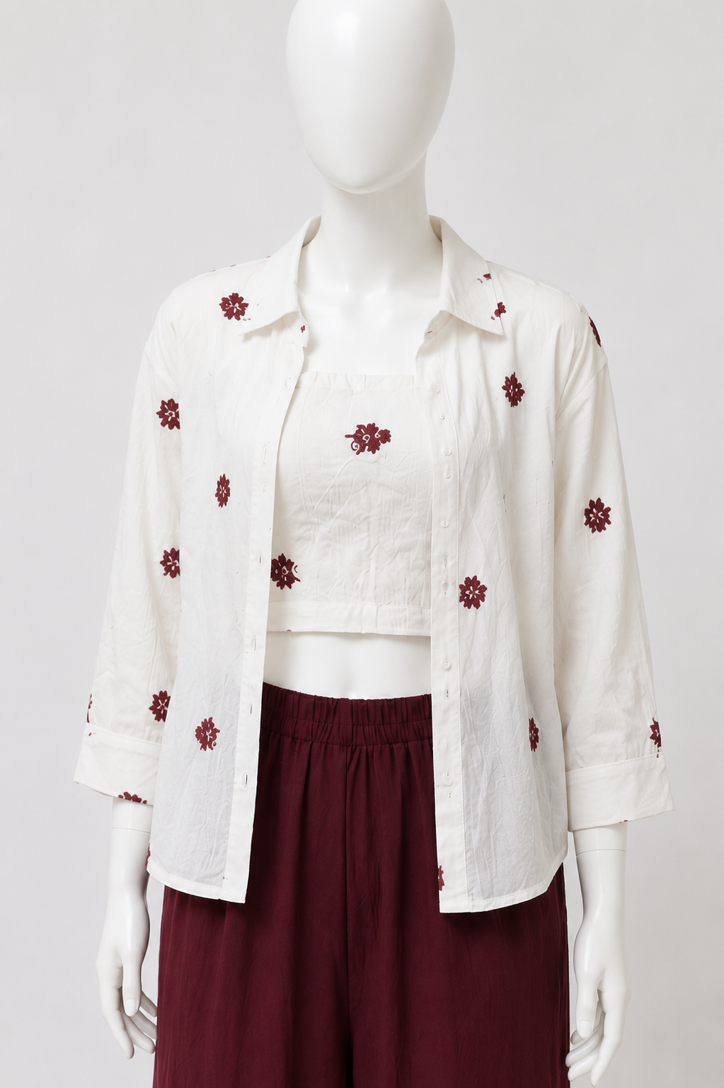 Women’s Premium Embroidered Cotton 3-Piece Co-ord Set