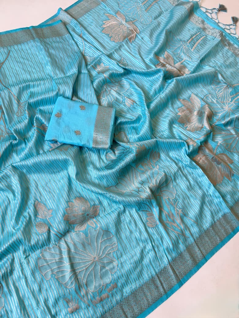 Exclusive Jambo Flower Jari Weaving Saree Collection