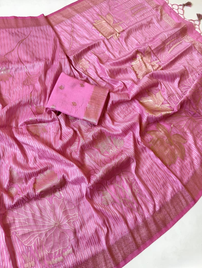 Exclusive Jambo Flower Jari Weaving Saree Collection