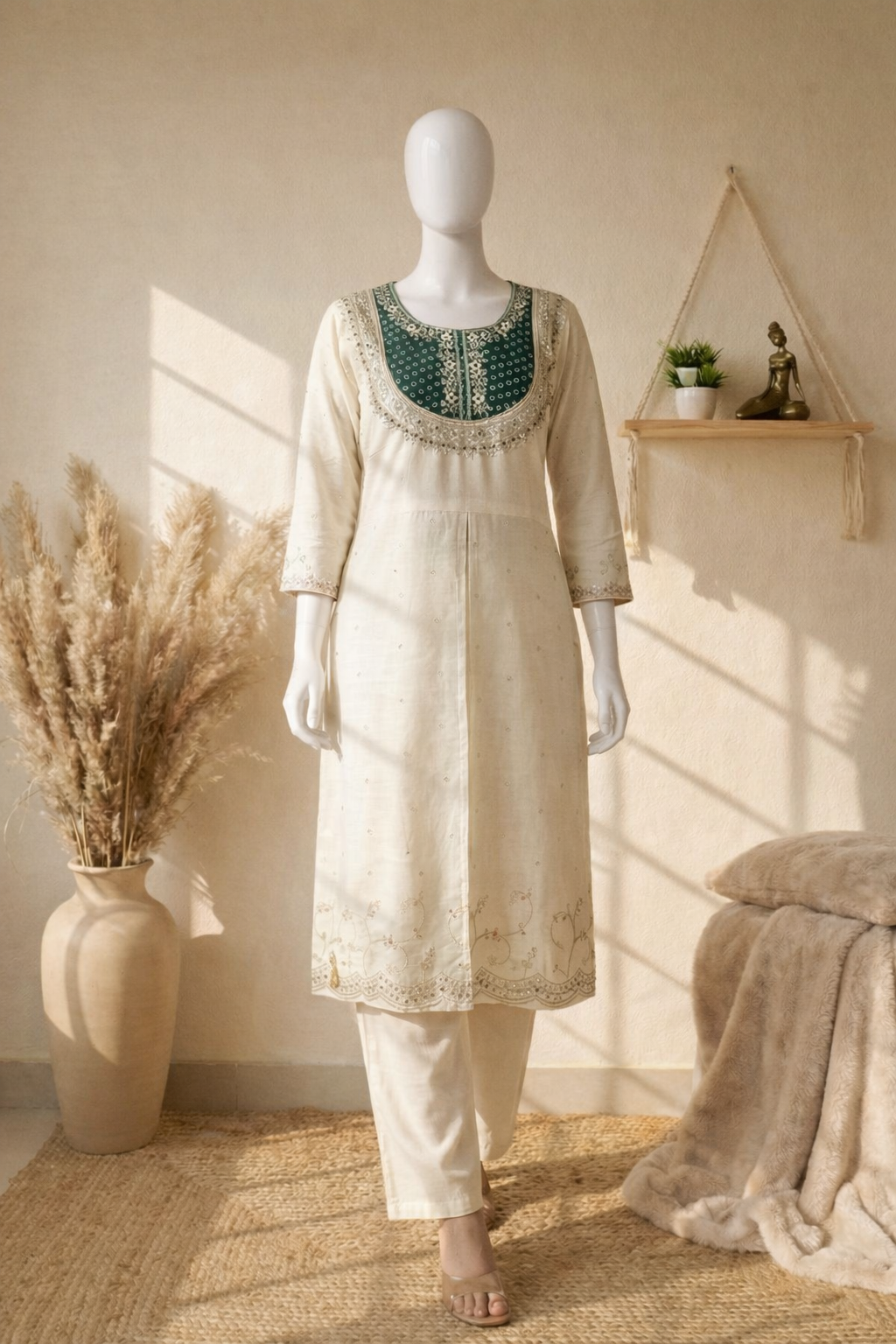 ✨ Premium Embroidered Roman Silk Cord Set | Festive Collection |