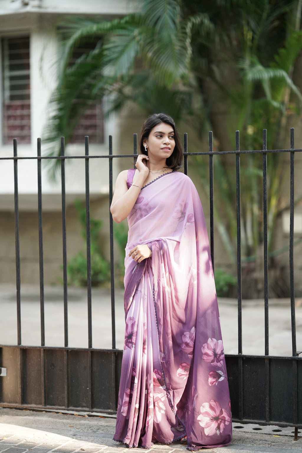 Printed Saree with Lace Border