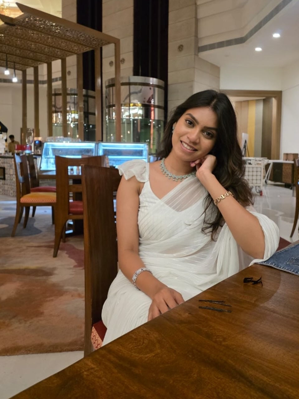 White printed saree 💕