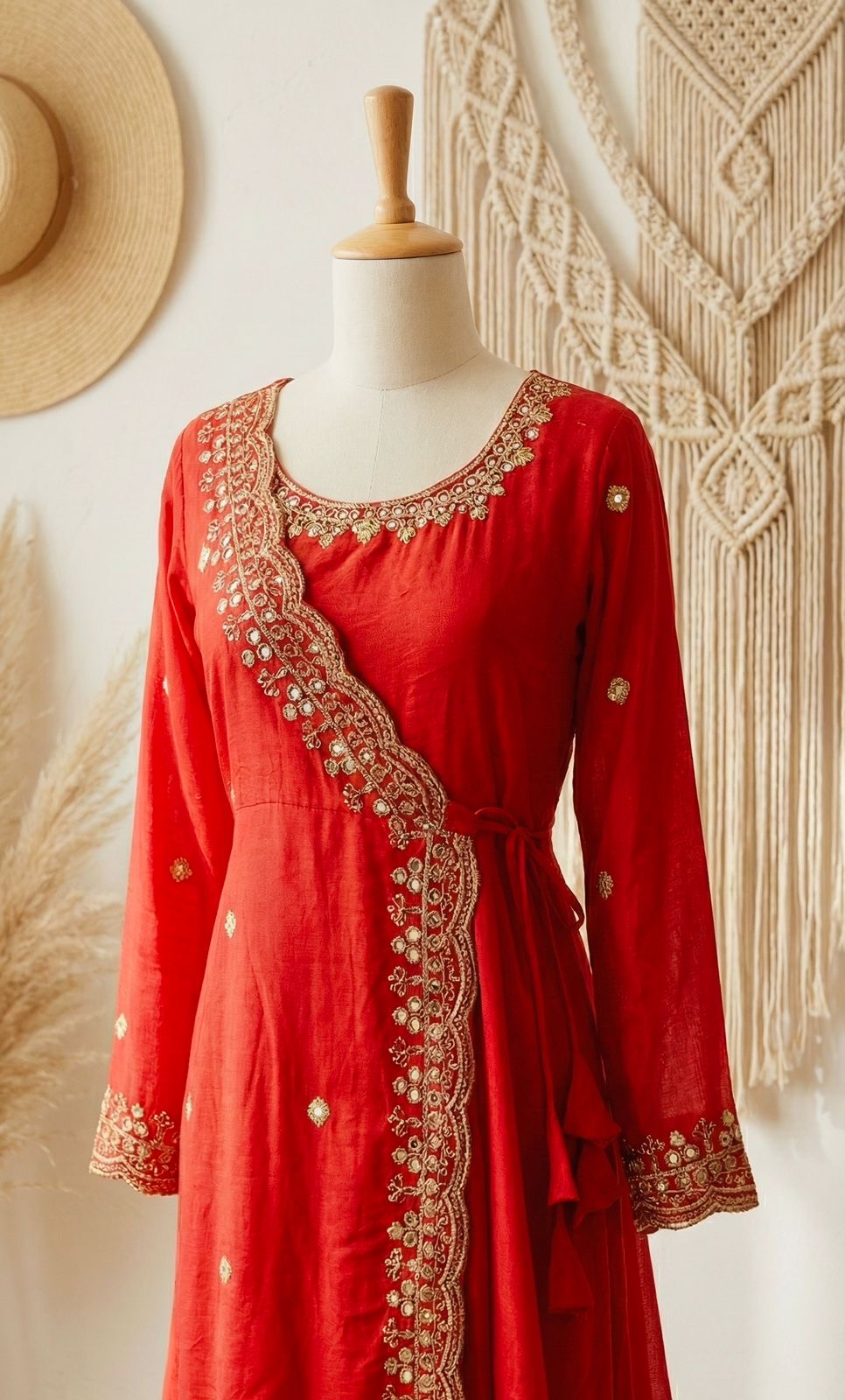 AAYAT Angrakha Style Vichitra Silk Dress with Jari Sequence Work