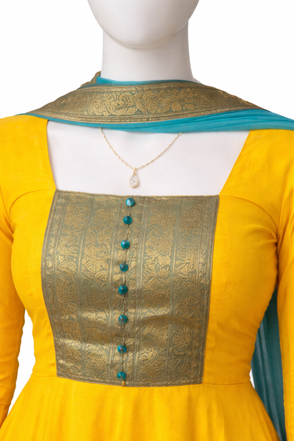 Trendy Chanderi Cotton Kurti Set with Jacquard Zari Border & Dupatta