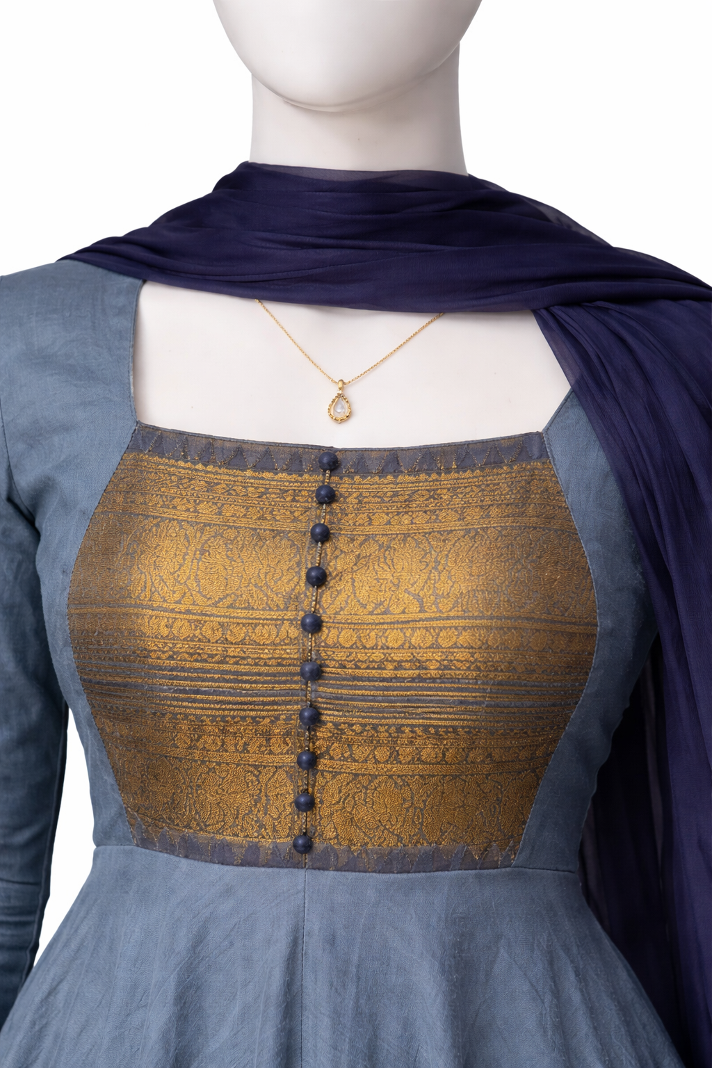 Trendy Chanderi Cotton Kurti Set with Jacquard Zari Border & Dupatta