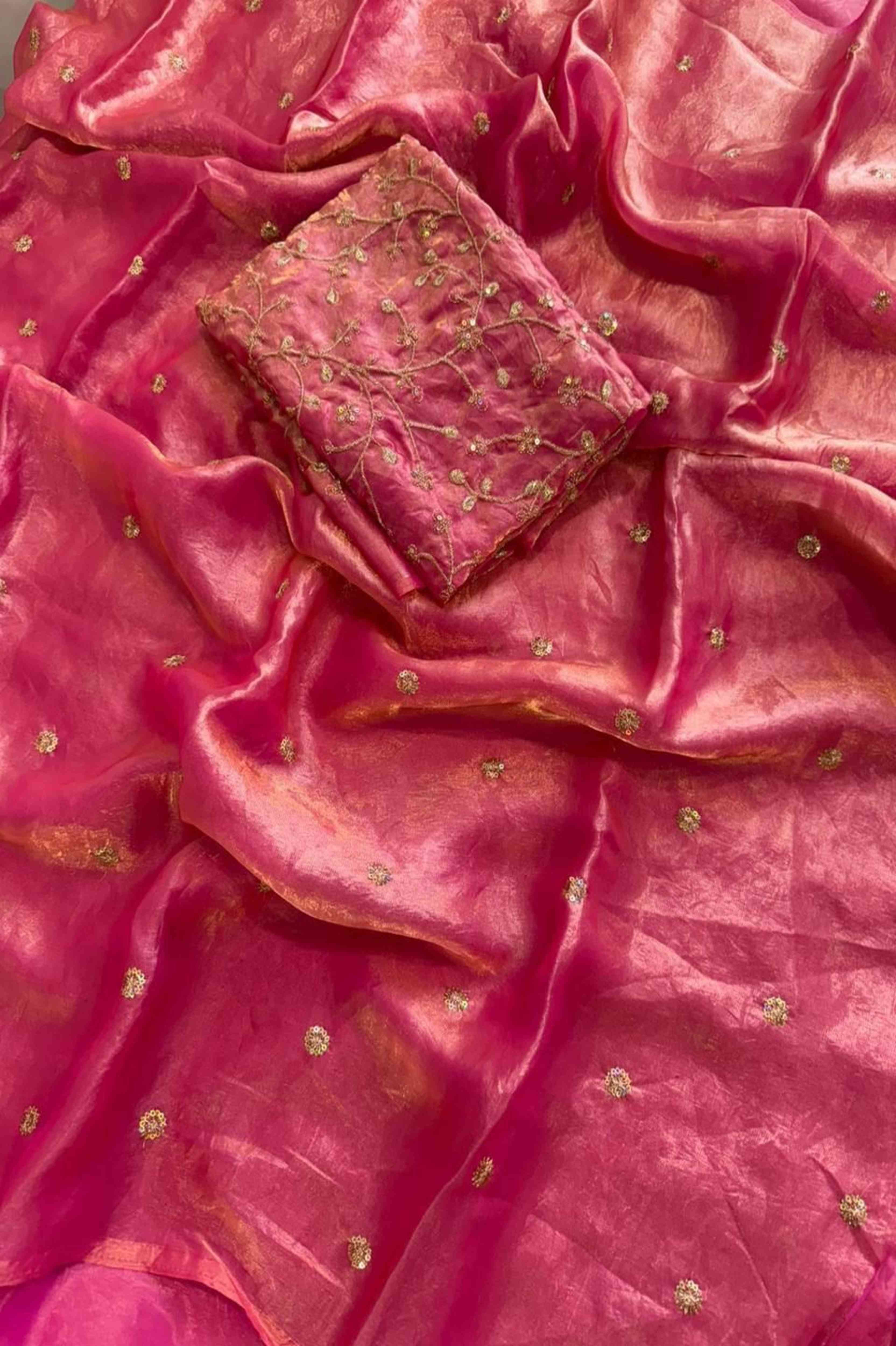 Space Fendy Satin Sequence Work Saree