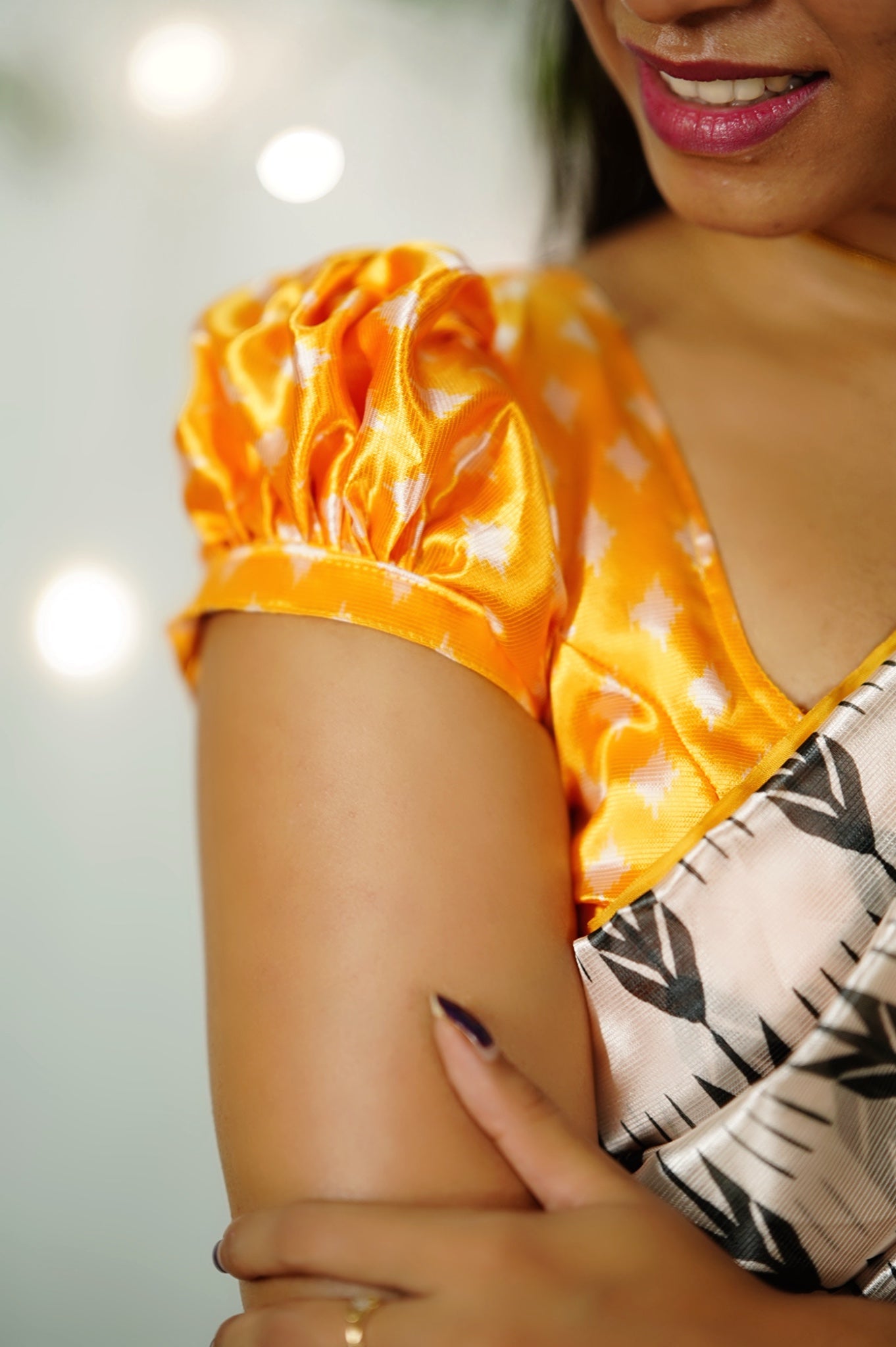 Golden Yellow Designer Saree with Black Woven Stripe Pattern