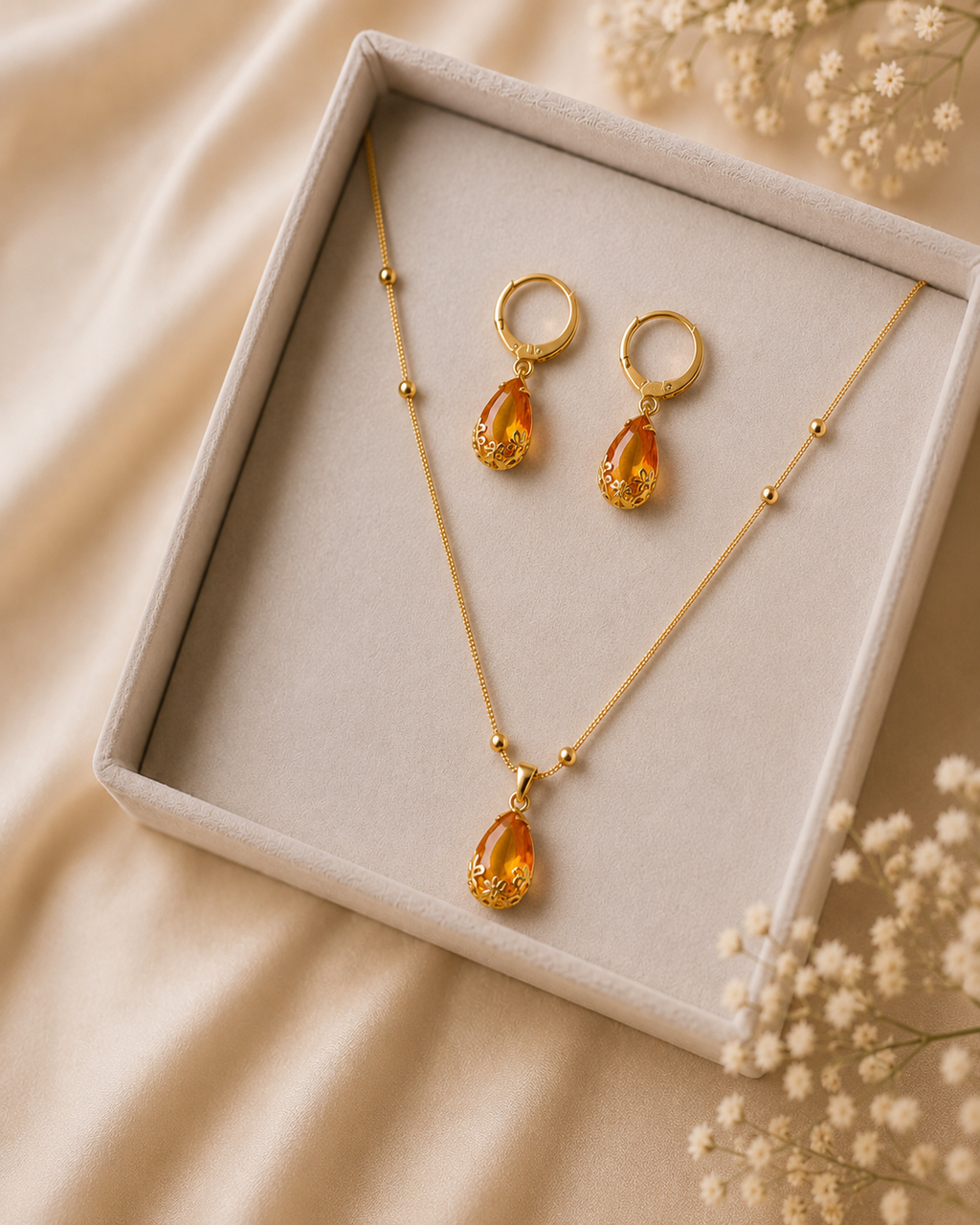 Minimal Gold-Plated Artificial Stone Pendant Chain for Women | Ethnic Party Wear Necklace