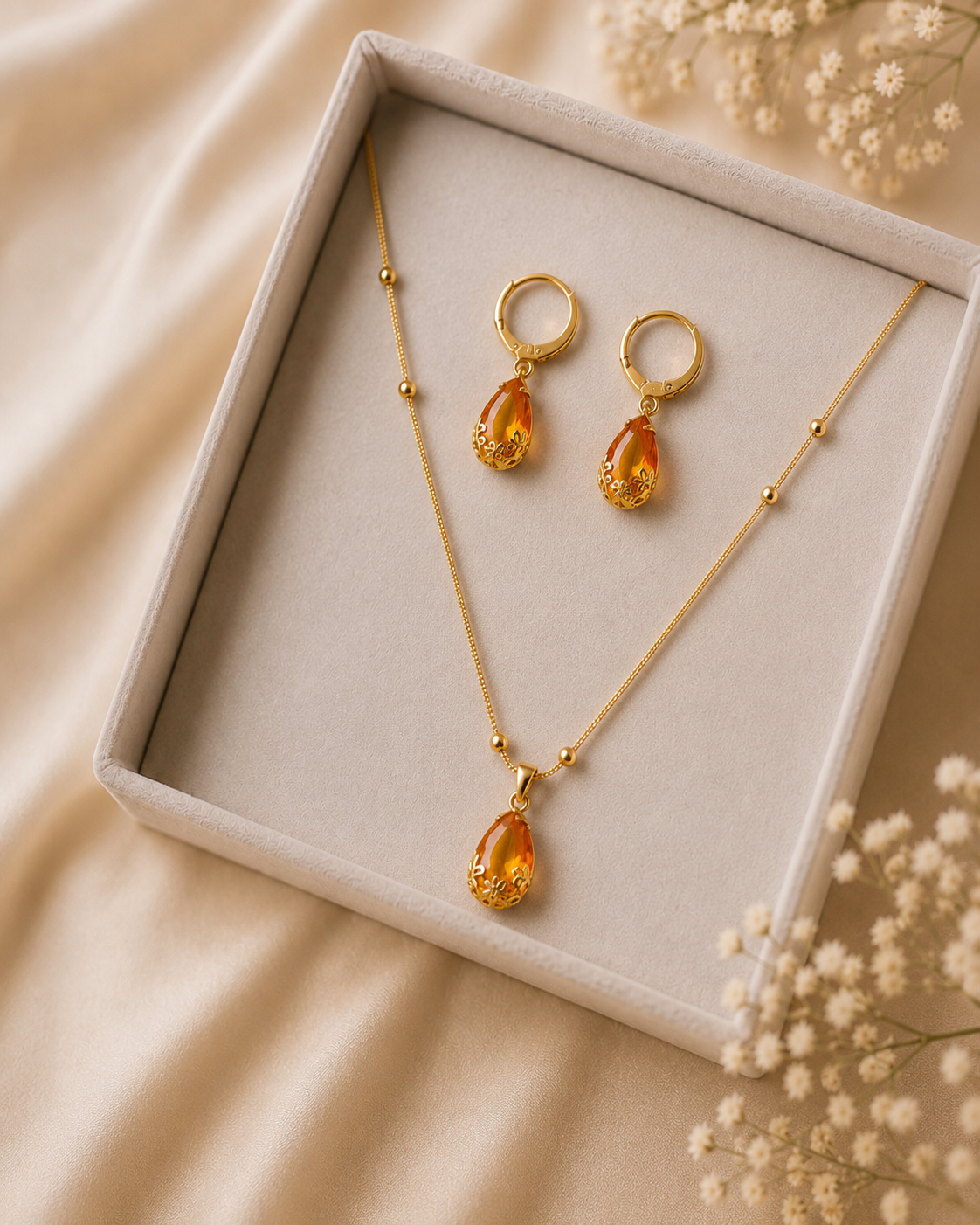 Minimal Gold-Plated Artificial Stone Pendant Chain for Women | Ethnic Party Wear Necklace